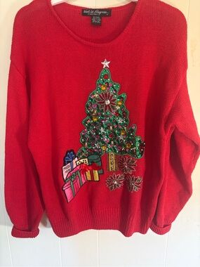 VTG 80s Work In Progress By Gladys Bagley Christmas Musical Singing Sweater Med